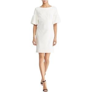 Lauren Ralph Lauren Bubble Sleeve Scuba Crepe Sheath Dress Ivory Women's Size 4